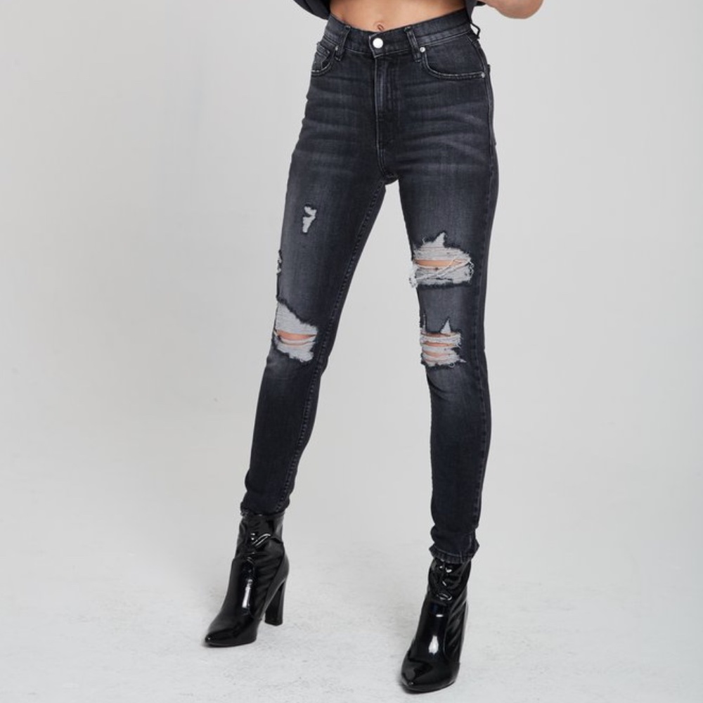 REVICE Super High Waisted  Distressed Skinny Jeans